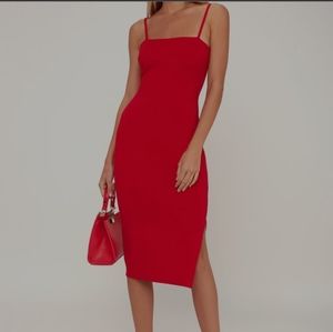 Red midi bodycon dress